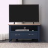Blue Painted Corner Television Stand with Oak
